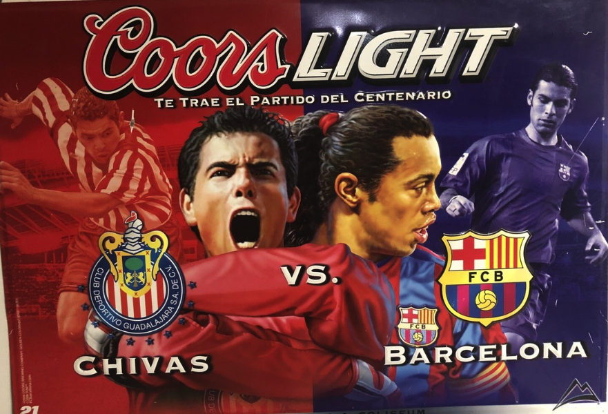 Coors Light sports marketing campaign featuring Chivas vs Barcelona match
