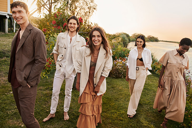 Mango Life in Bloom campaign behind-the-scenes shoot with models in outdoor setting